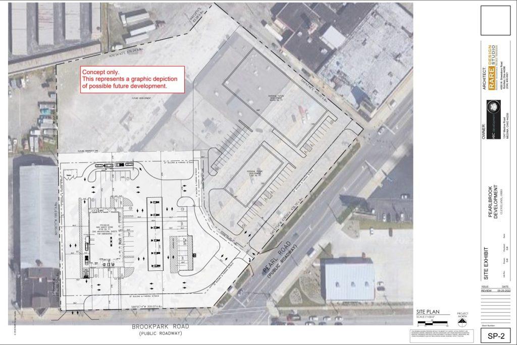 Conceptual development plan for the PearlBrook shopping center.