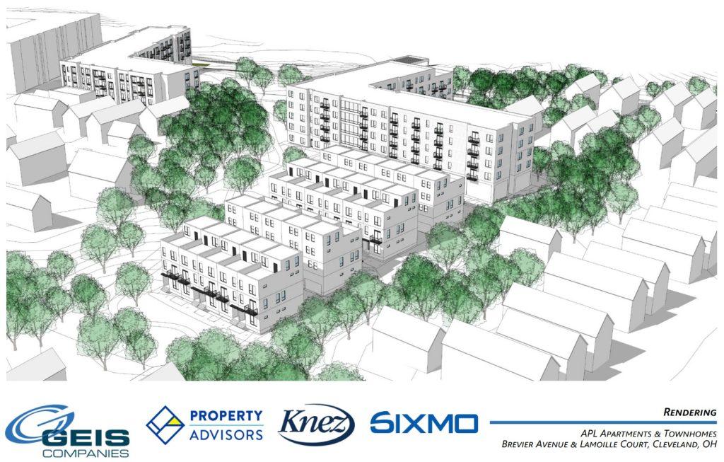 Conceptual rendering of the APL Apartments and Townhomes in Cleveland's Tremont neighborhood.