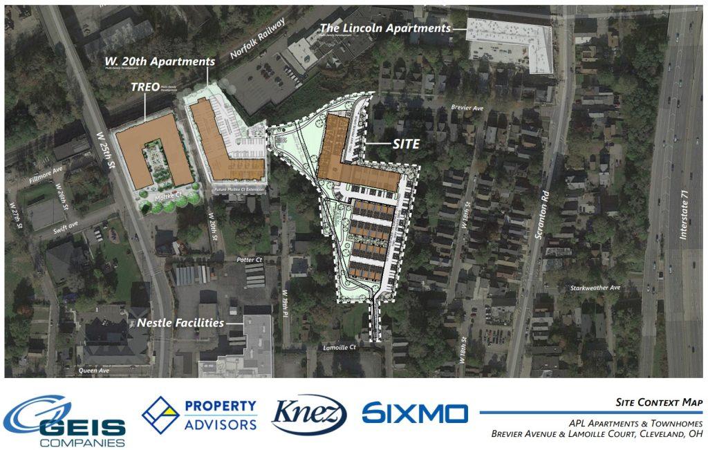 Site context for the APL Apartments and Townhomes.