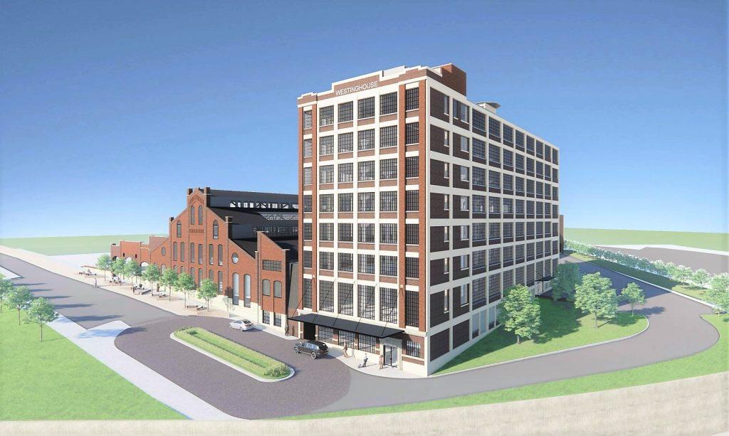 Westinghouse redevelopment rendering, showing how the building could look after its renovation.