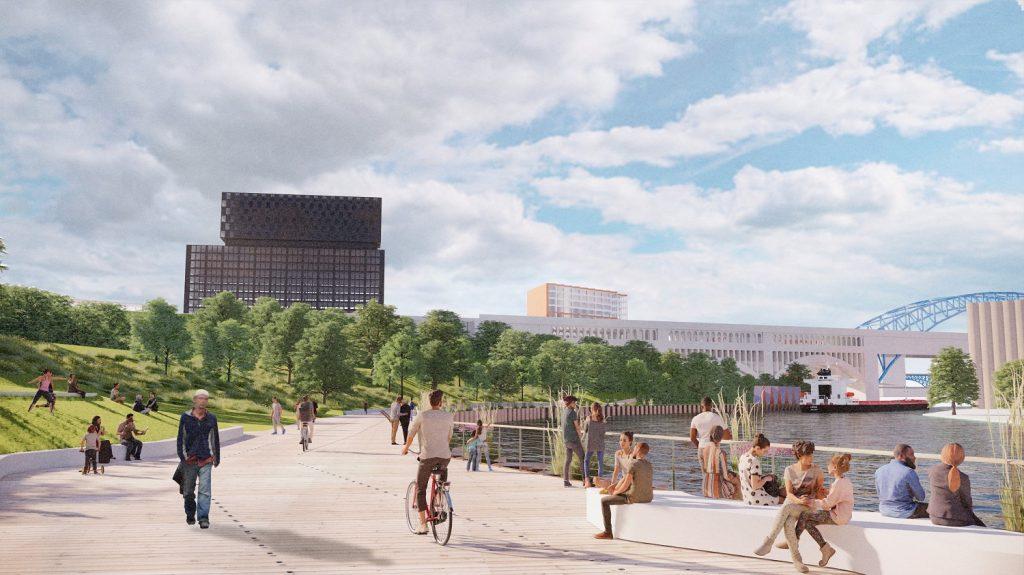 Riverfront promenade at Irishtown Bend Park